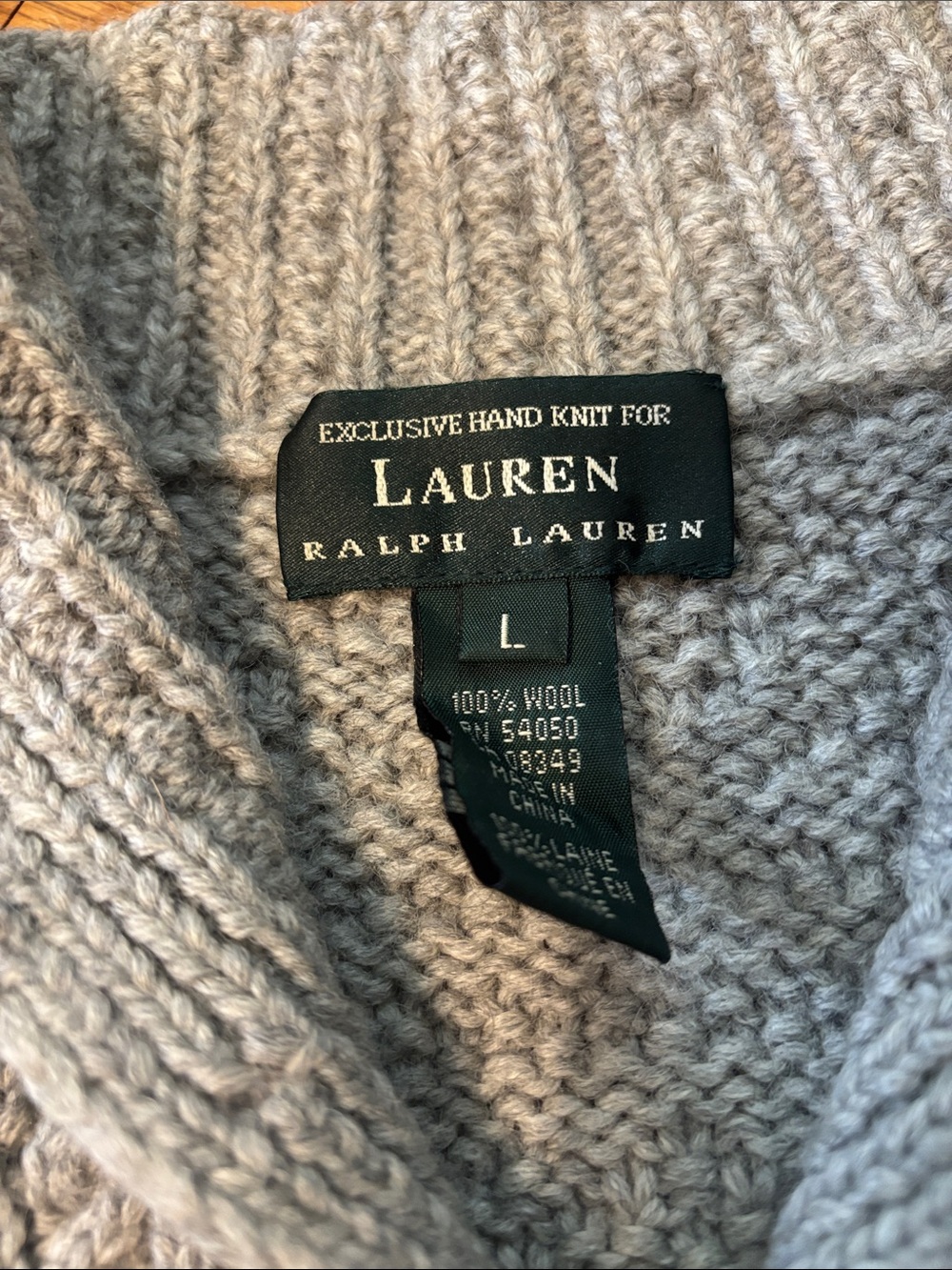 Lauren Ralph Lauren Gray Textured Cable-Knit Crewneck Sweater - Picture 2 of 6